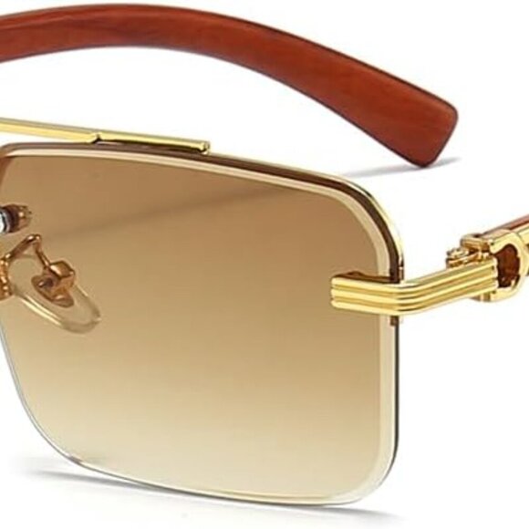 Mens Sunglasses Fashion Rimless Rectangle Sunglasses Square Frameless Sunglasses - Picture 1 of 6